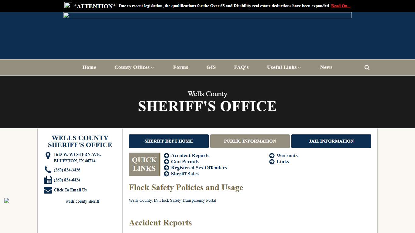 Sheriff's Office - Public Information - Wells County Indiana